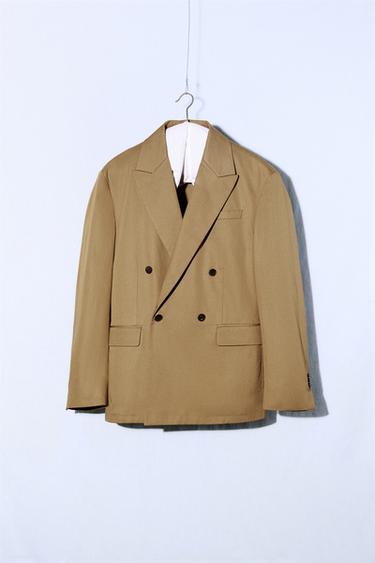 Zara LIMITED EDITION DOUBLE BREASTED BLAZER - taupe brown