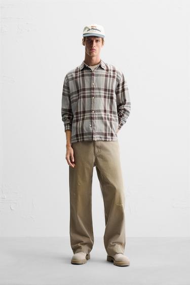 RELAXED FIT CHECK SHIRT - Greyish by Zara - Image 0