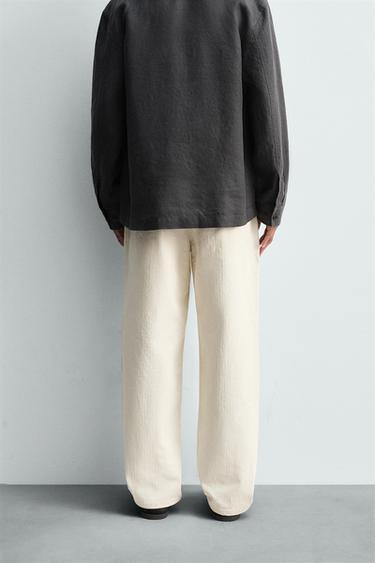 PANTALON PLIS CHEVRONS - Écru de Zara - Image 2