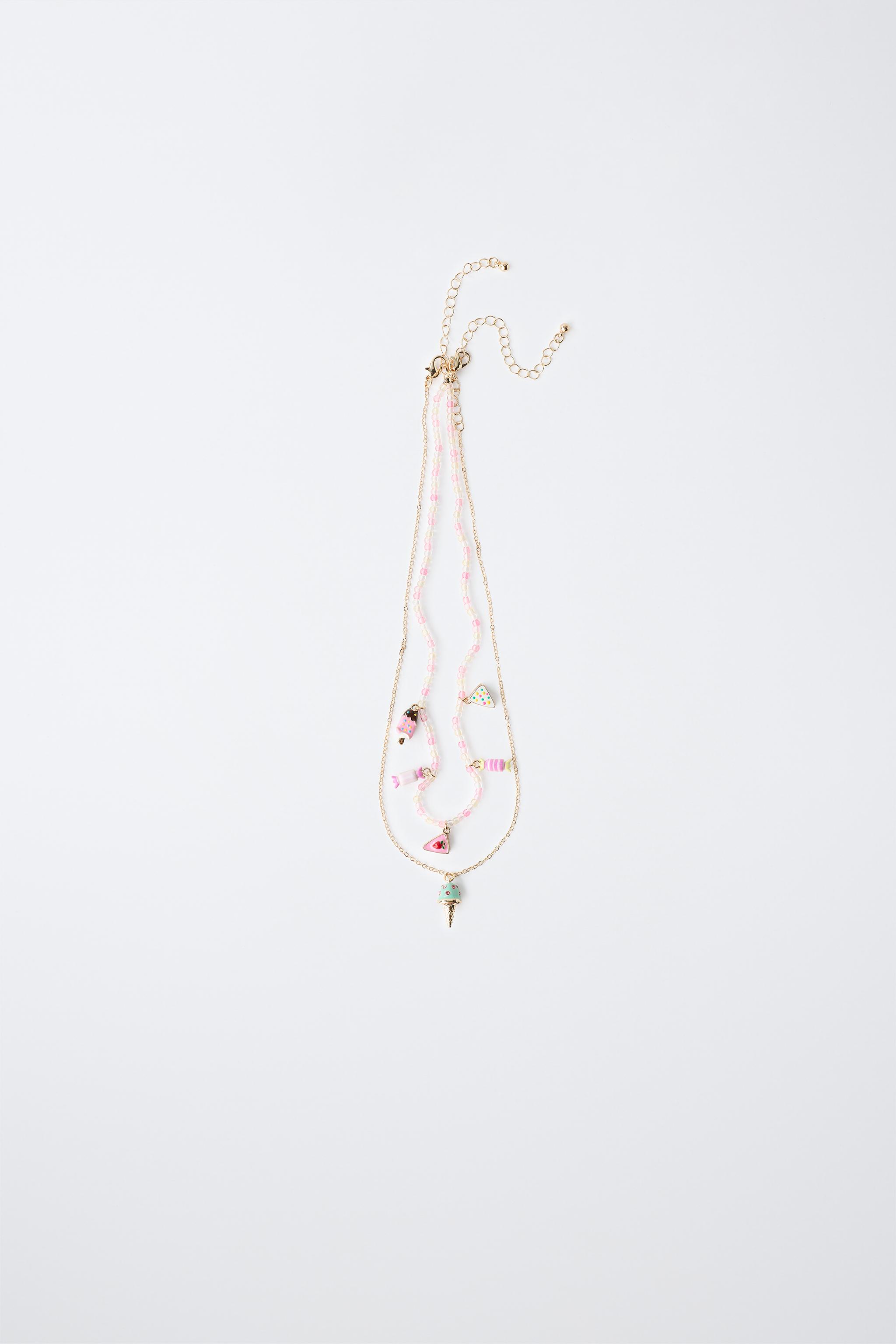 PACK OF 2 NECKLACES WITH BEADS AND ICE CREAM — Multicoloured