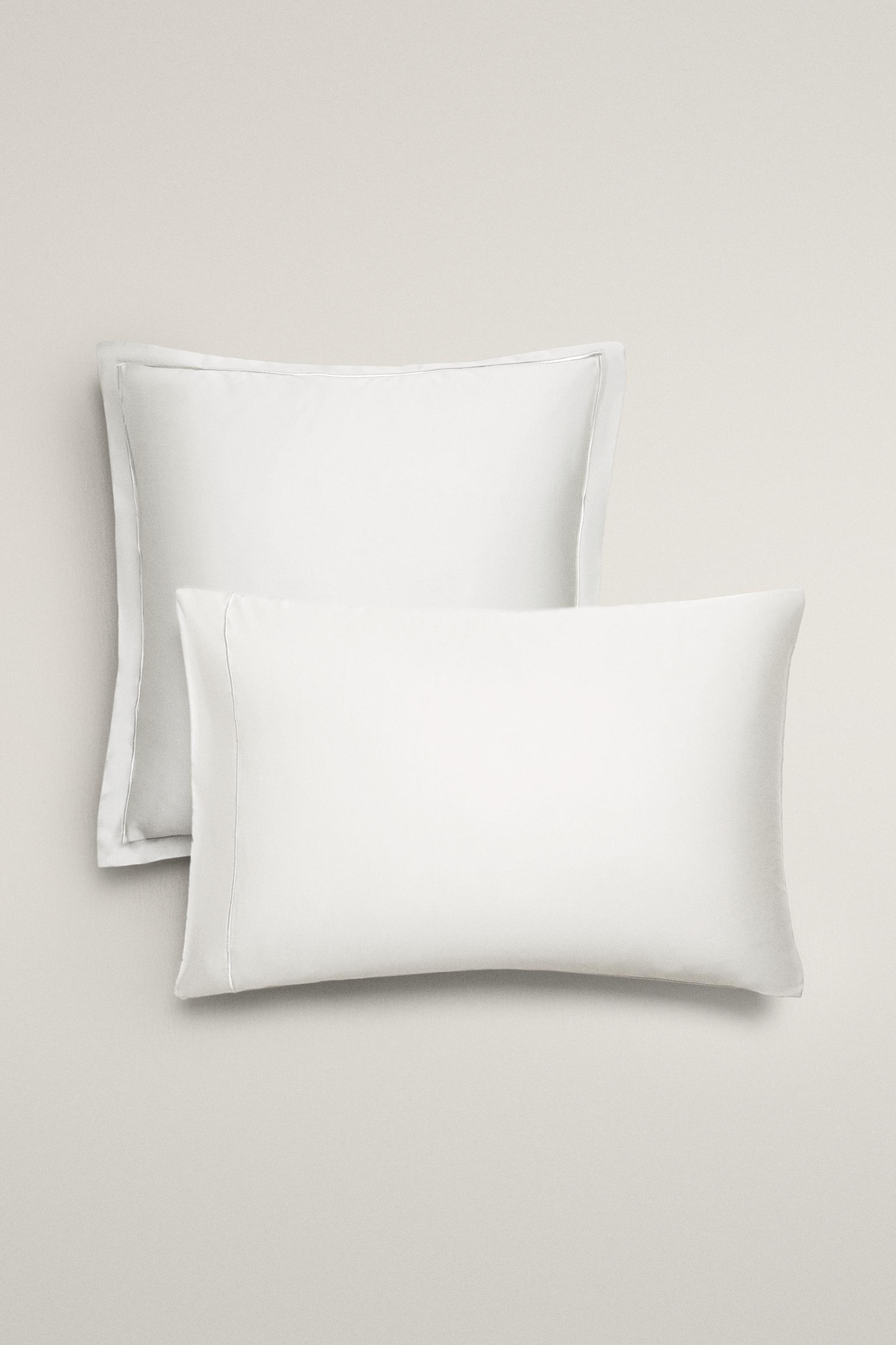 SATEEN PILLOWCASE WITH FESTOON DESIGN (300 THREAD COUNT) — White