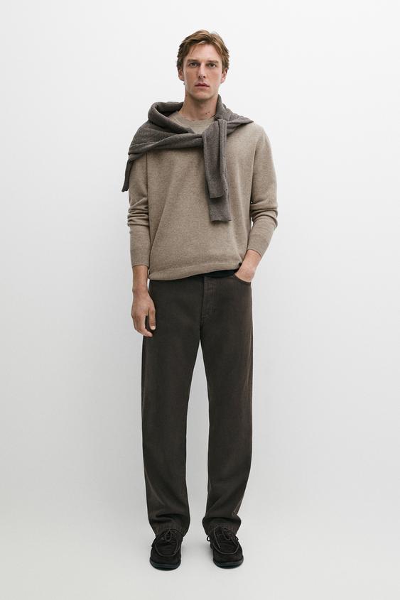 Zara Tapered fit denim-effect pants - Chocolate - Image 0