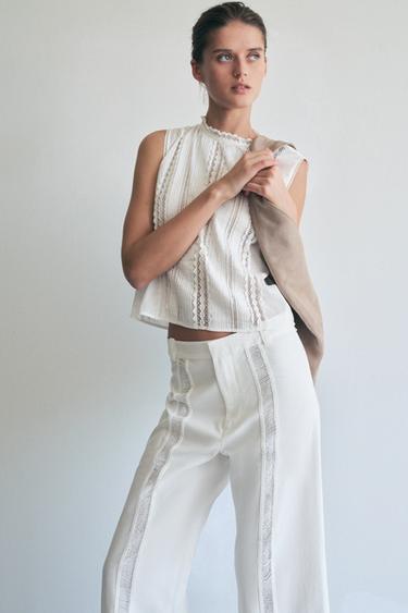 BLOUSE ROMANTIQUE BRODÉE ZW COLLECTION - Écru de Zara - Image 2