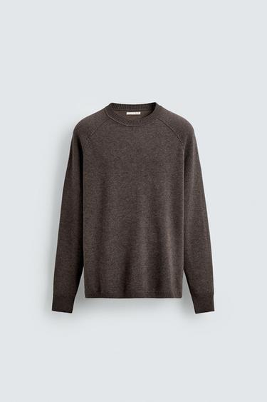 STRUCTURED WOOL JUMPER - Brown marl by Zara