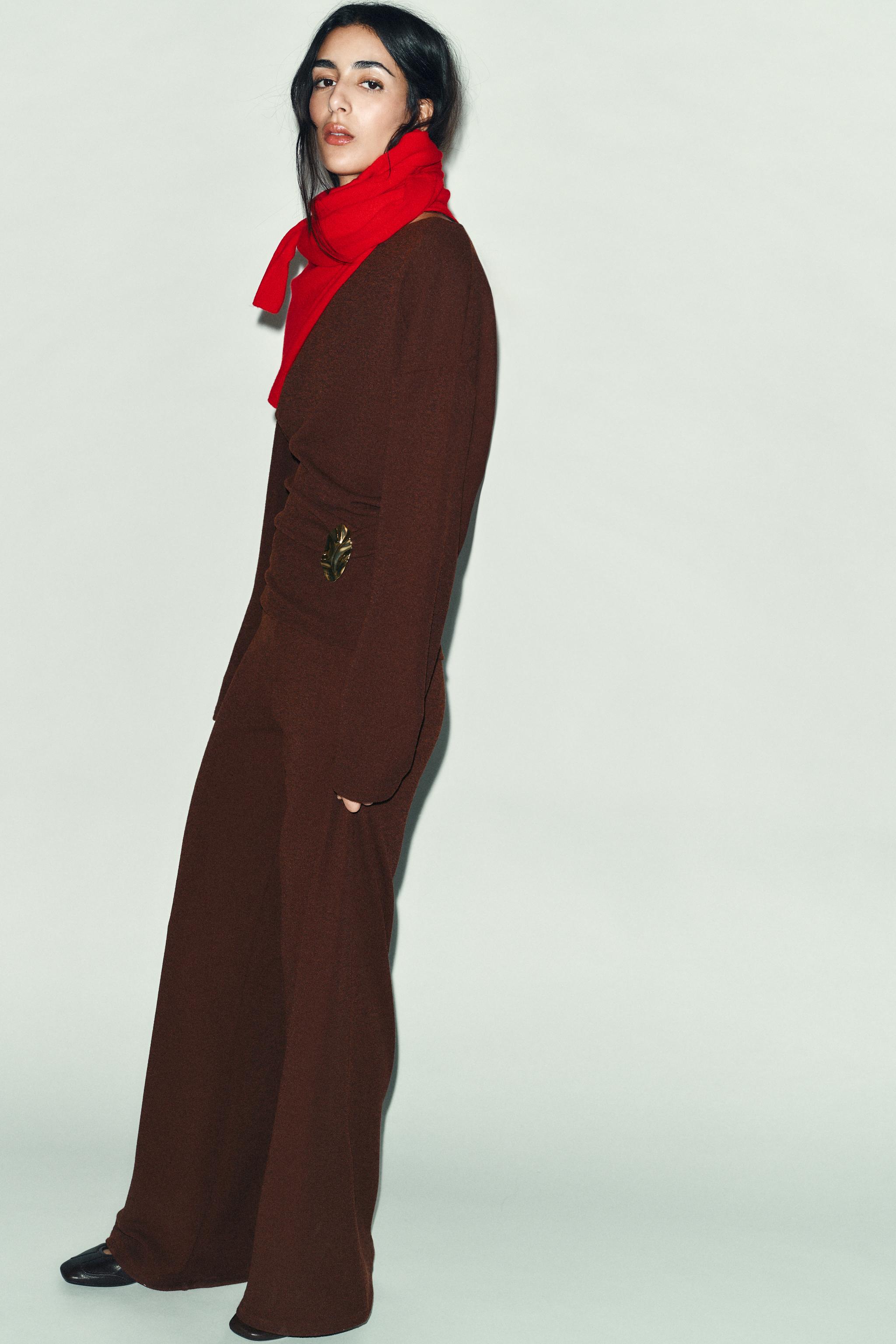 TEXTURED WIDE LEG PANTS