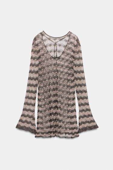 METALLIC THREAD CUTWORK KNIT MINI DRESS - striped by Zara - Image 5