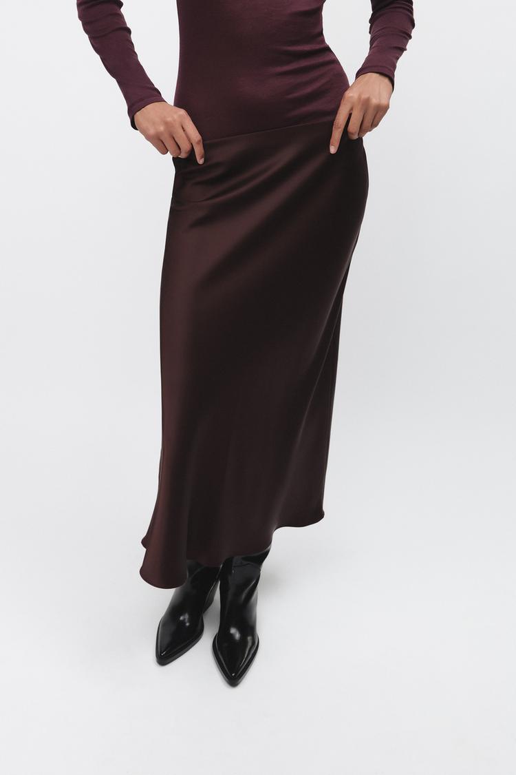 SATIN MIDI SKIRT
