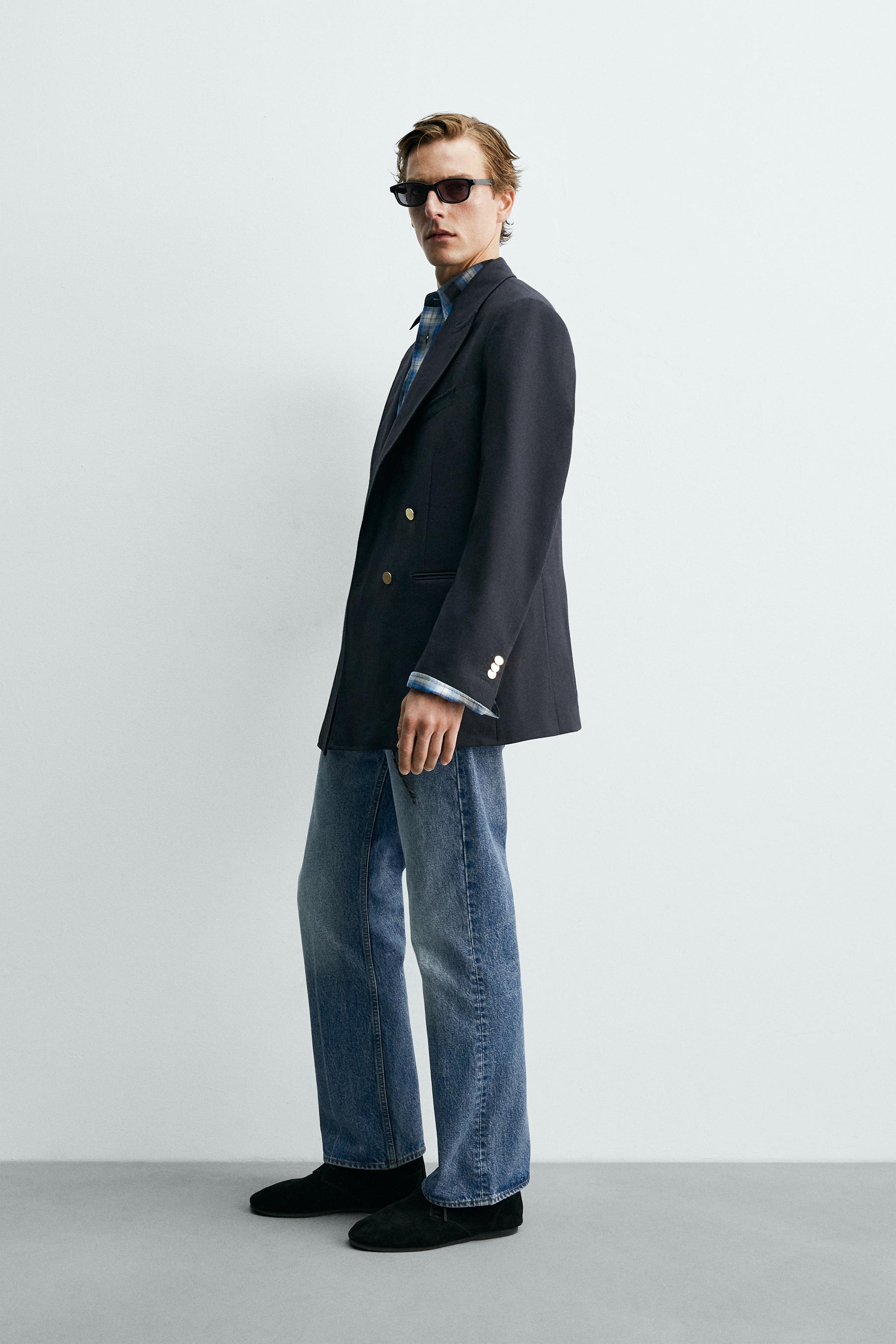 ダブルブレスト仕様100%ウールブレザーARON LEVINE X ZARA - ネイビー