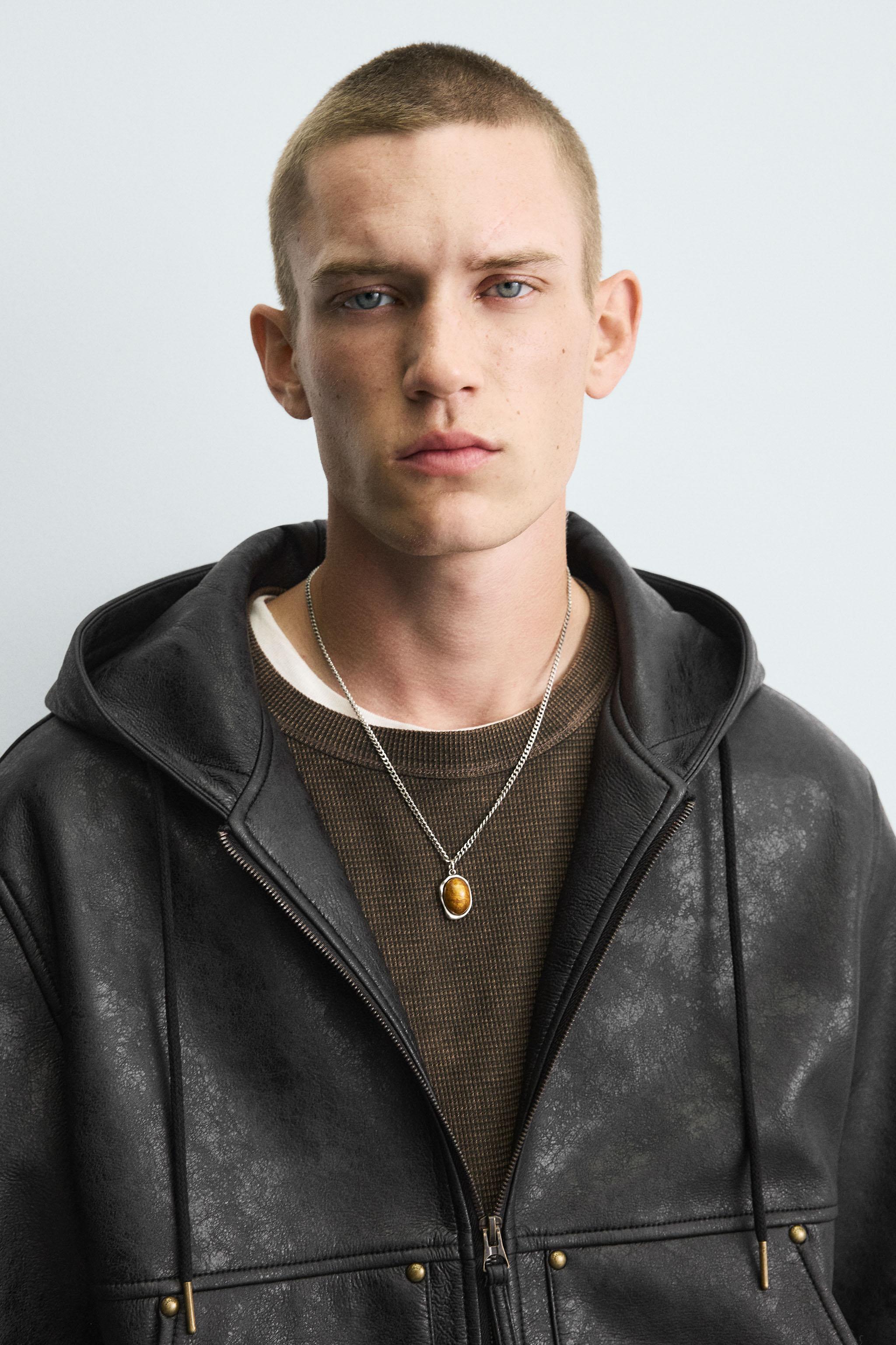 LEATHER EFFECT HOODIE JACKET - Black | ZARA South Africa