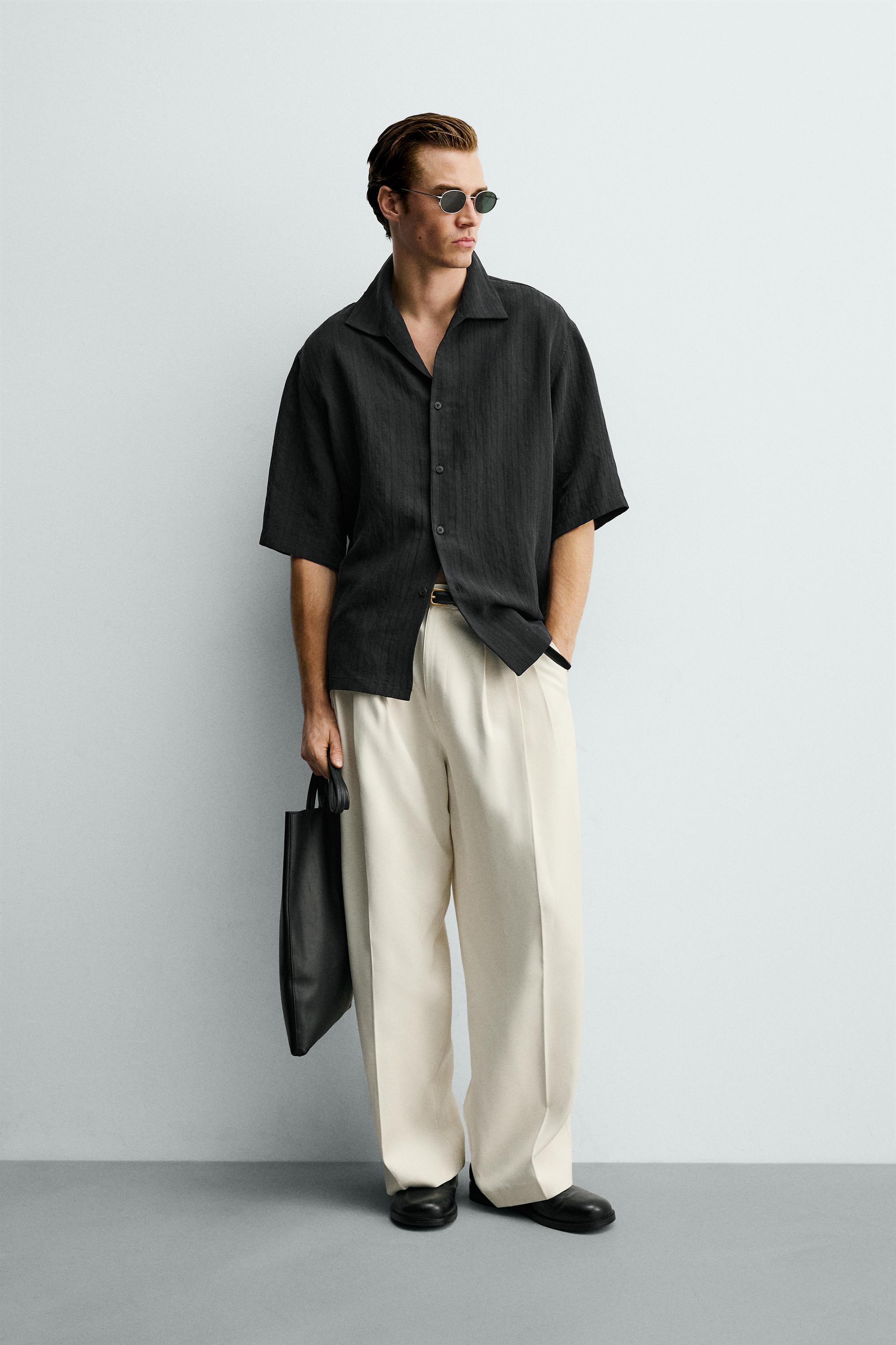 STRIPED JACQUARD BOXY FIT SHIRT