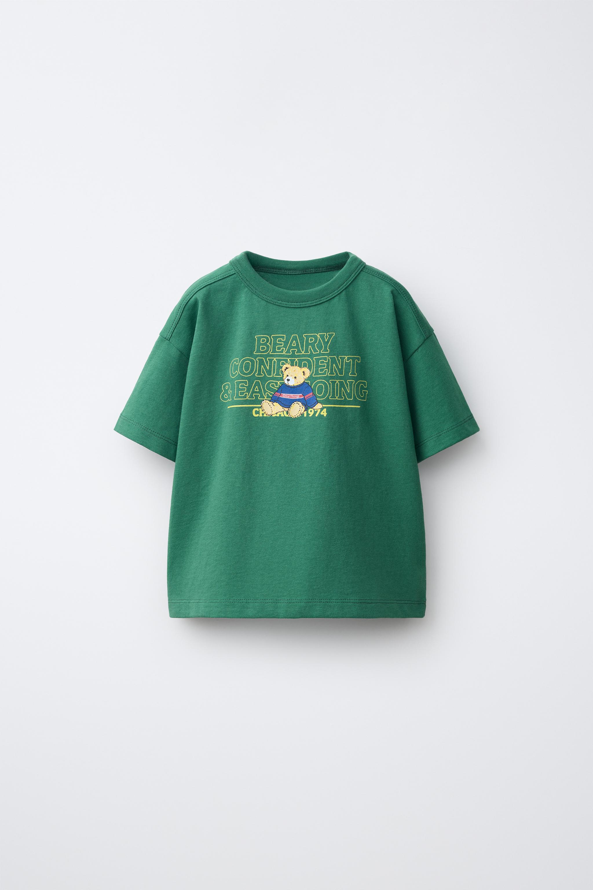 BEAR PRINT T-SHIRT — Green