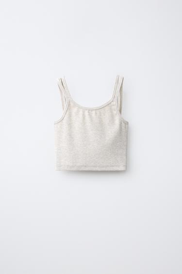 RIBBED TOP AND STRAIGHT TROUSERS SET - Grey marl by Zara