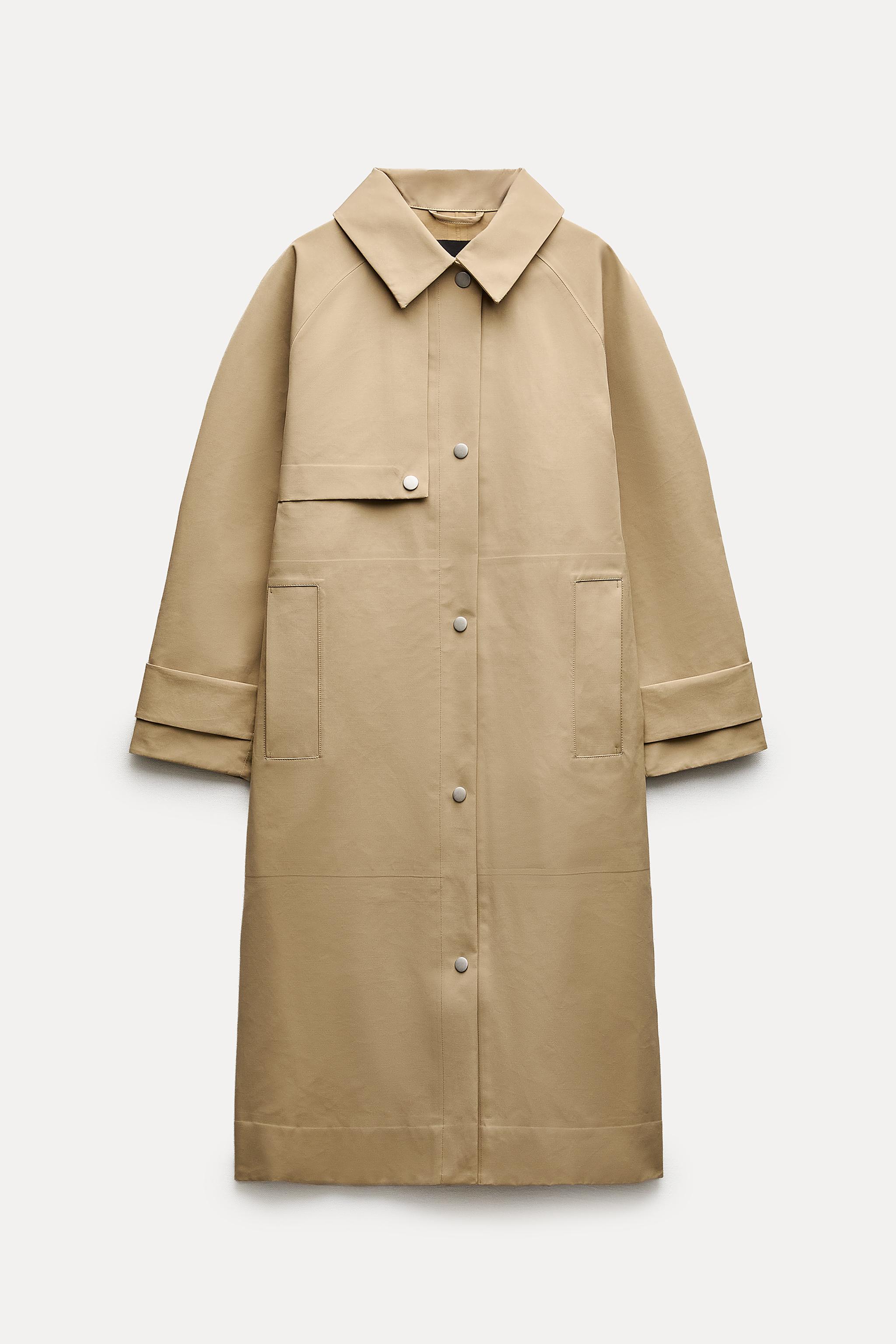 ZW COLLECTION STRAIGHT-FIT TRENCH COAT WITH SHIRT COLLAR - camel 