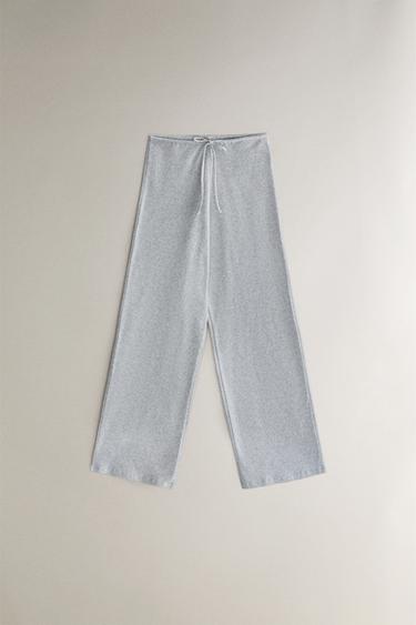 Zara RIBBED PANTS - Gray - Image 0