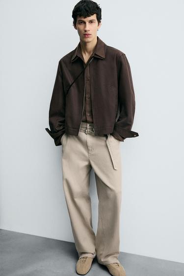 BELTED WIDE-LEG BALLOON FIT TROUSERS - Beige de Zara - Image 5