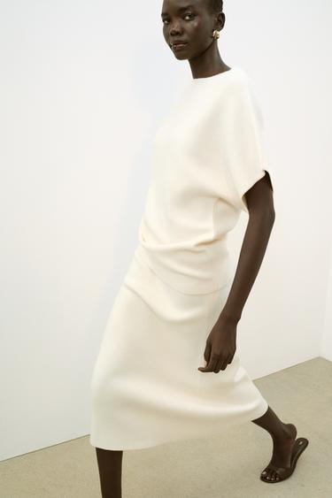 KNIT JUMPER WITH WIDE SLEEVES - Ecru by Zara