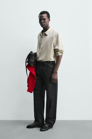 STRIPED FLOWING SHIRT - Ecru by Zara - Image 3