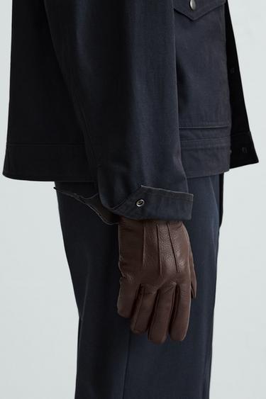 GUANTES BÁSICOS PIEL - Marrón de Zara - Imagen 0