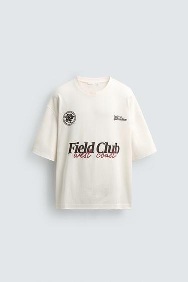 CAMISETA ESTRUCTURA ESTAMPADOS CONTRASTE - Blanco roto de Zara