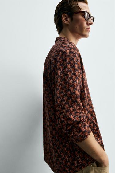 FLUID GEOMETRIC PRINT SHIRT - BLACK/ORANGE by Zara - Image 6