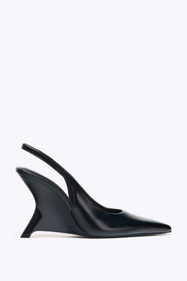 Zara SLINGBACK WEDGE HEELS - Black