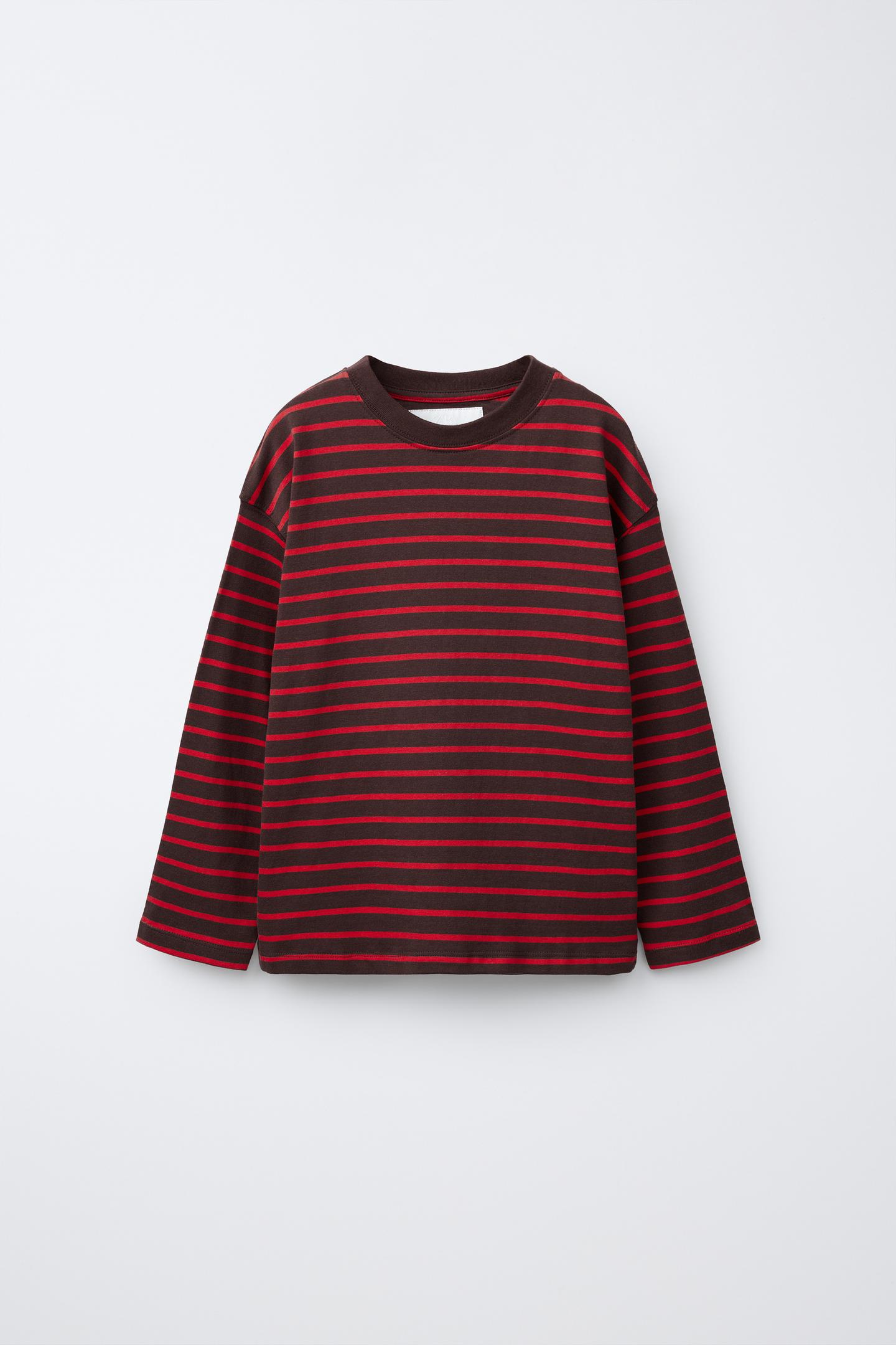 Детская футболка Zara Striped Print, цвет: Красный
