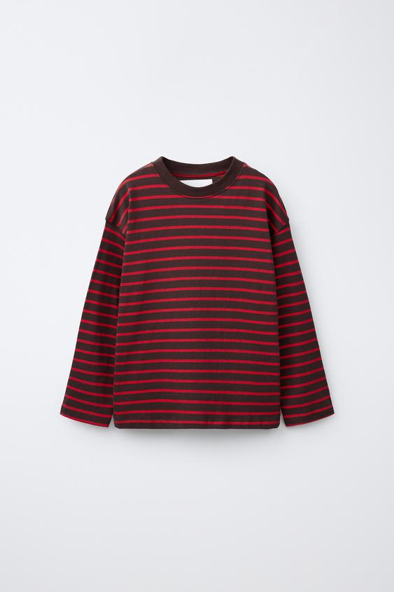 T-SHIRT MIT STREIFEN - Mittelrot von Zara - Bild 0