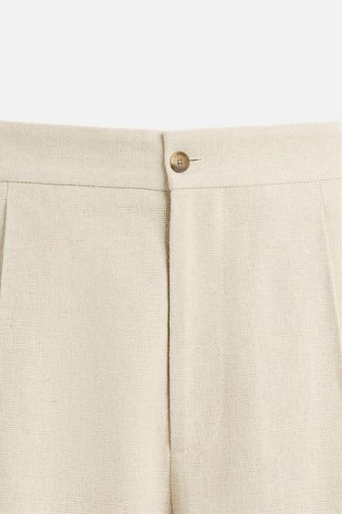 TEXTURED LINEN SUIT TROUSERS - Ecru / Beige by Zara - Image 7