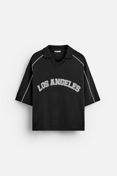 SUDADERA POLO TEXTO CONTRASTE - Negro de Zara