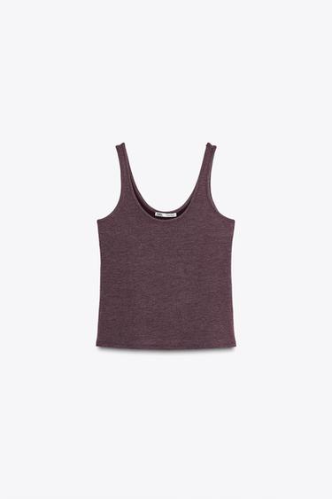 Zara THIN STRAP TANK TOP - Burgundy