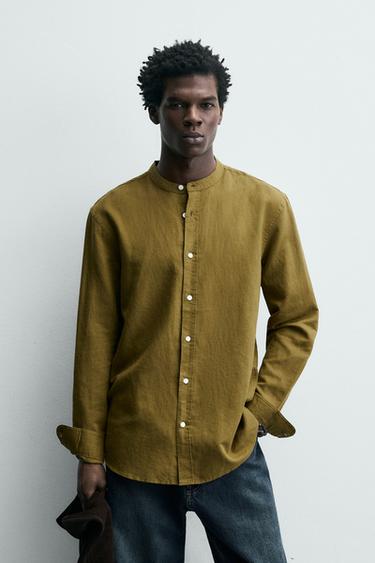 LINEN/COTTON SHIRT - Olive green by Zara