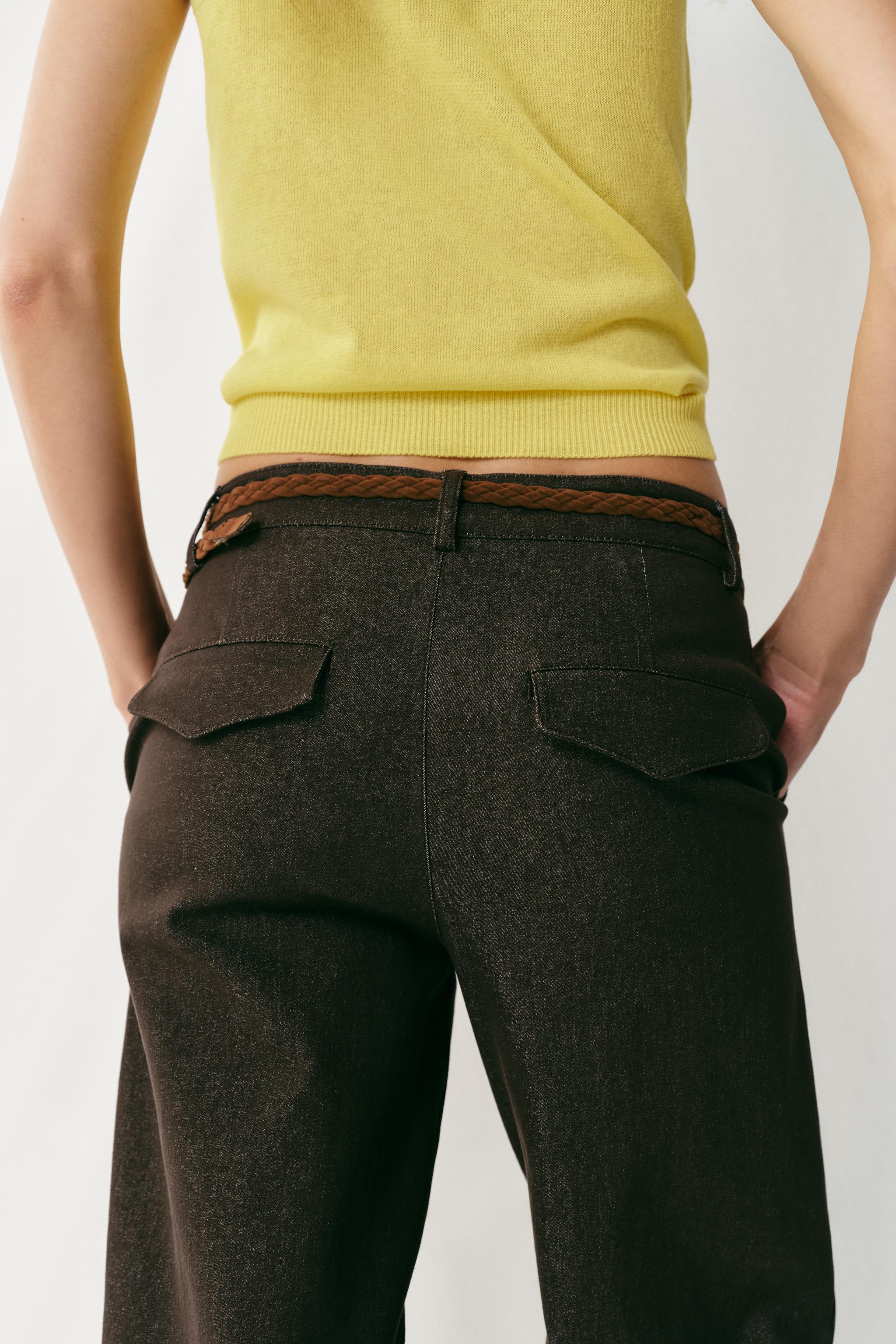 Zara ÖRGÜ KEMERLİ CHINO PANTOLON görsel 6