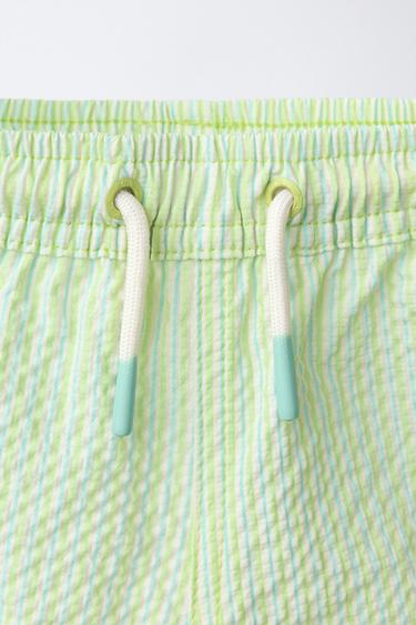2-6 YEARS / STRIPED TEXTURED SWIM SHORTS - Lime by Zara - Image 2