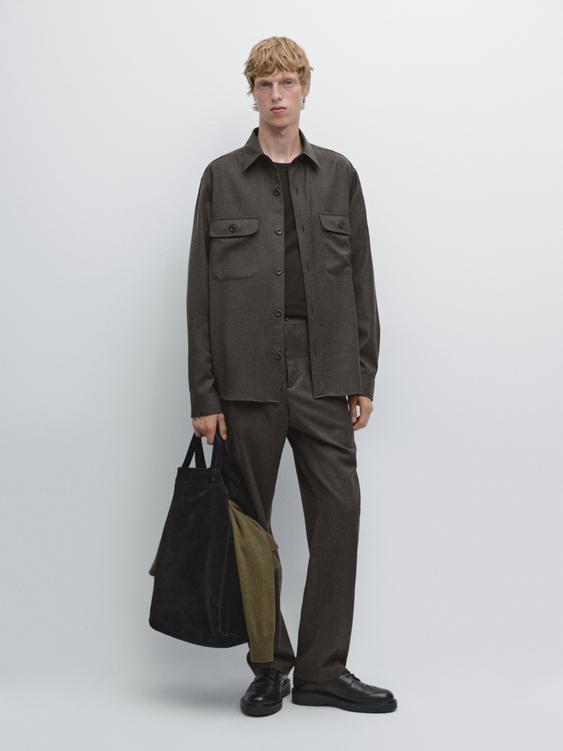 Wool trousers with elasticated waistband