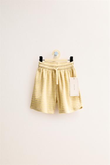 ZARA TIMELESS - SHORT EFFET ÉPONGE À RAYURES - Jaune de Zara