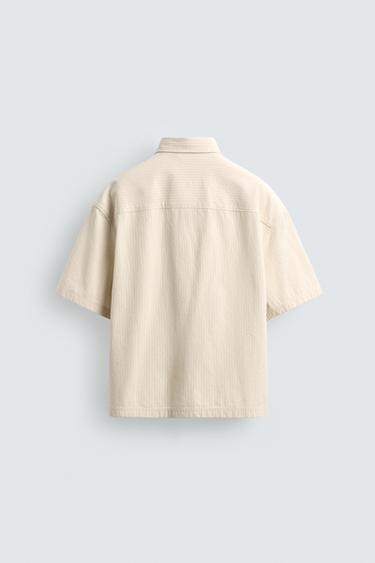 CHEMISE À CARREAUX AVEC INSCRIPTION BRODÉE - Écru de Zara - Image 7