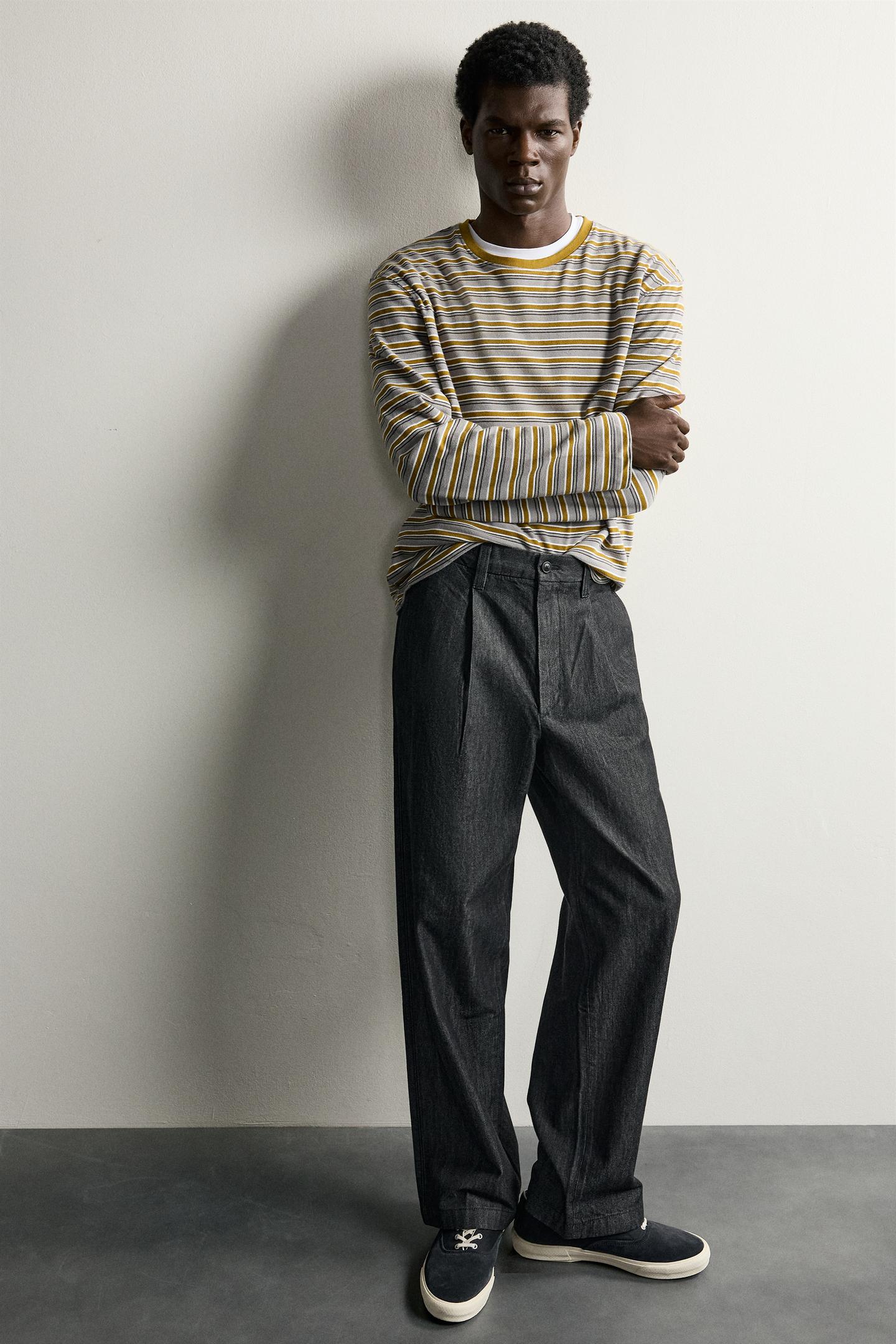Мужские джинсы Zara Pleated Denim Chino, цвет: Чёрный — фото 5