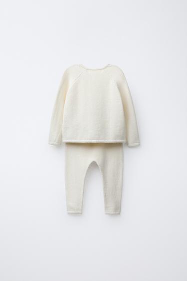 TEXTURED SWEATER AND TROUSERS SET - Ecru by Zara - Image 1