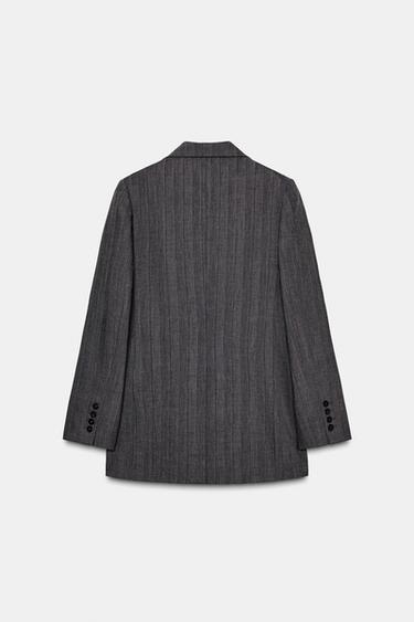 BLAZER À RAYURES TENNIS AVEC LAINE ZW COLLECTION - Gris chiné de Zara - Image 2