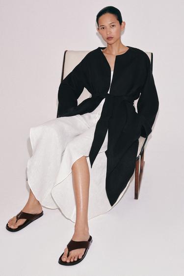 صندل جلدي بأشرطة - بني شوكولا الخاص بـ Zara - صورة 0