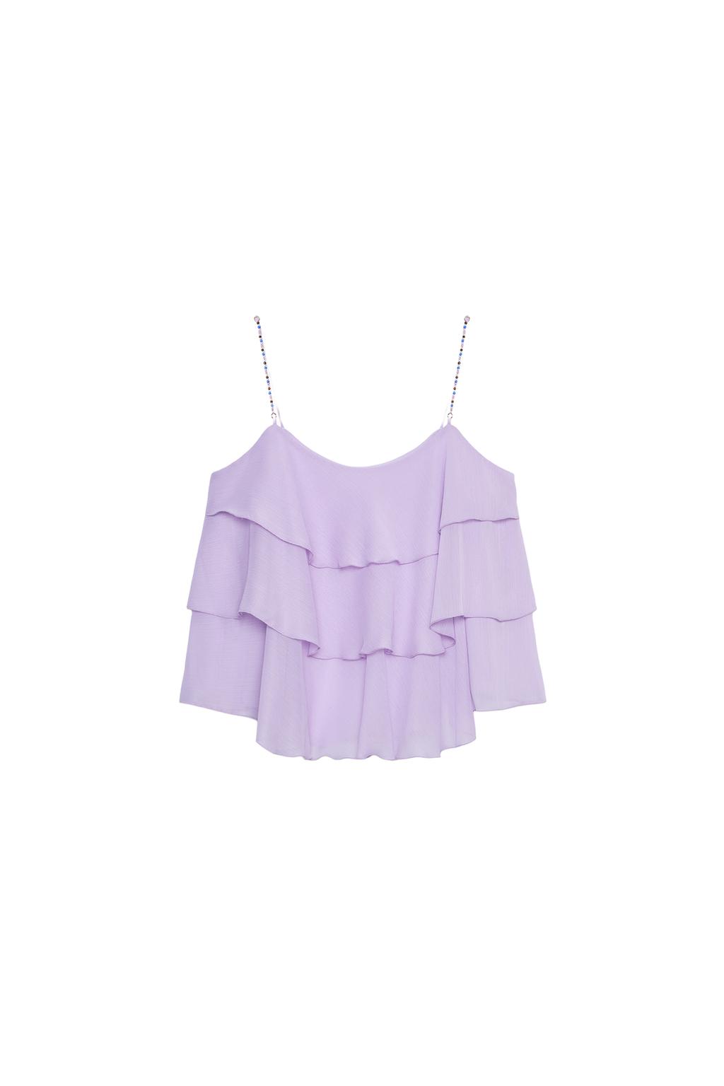 BEADED RUFFLE STRAP TOP - image 3