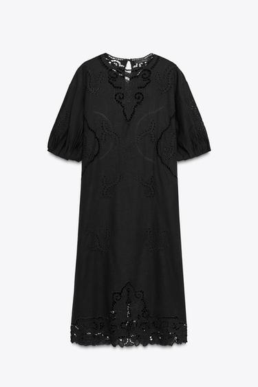 ZW COLLECTION EMBROIDERED MIDI DRESS - Black by Zara - Image 2