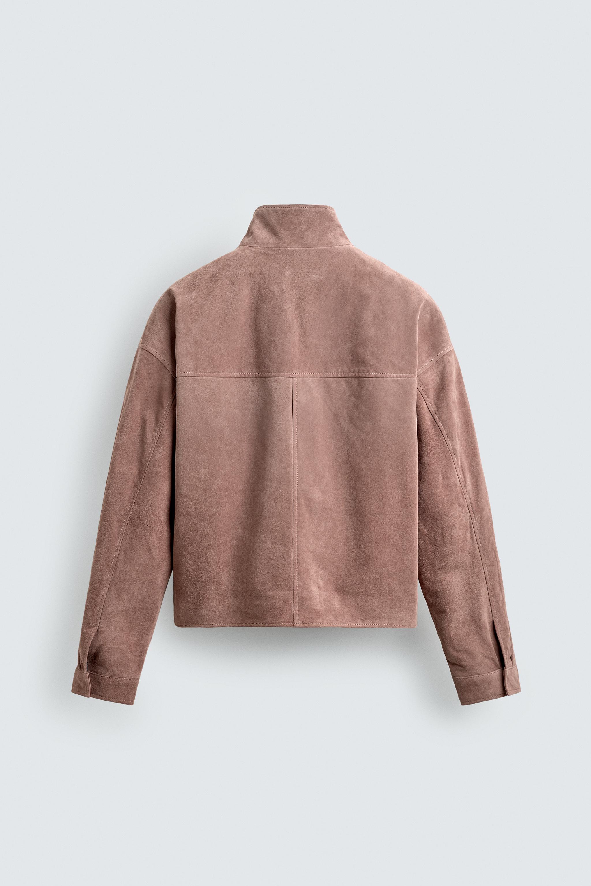 CROPPED FIT SUEDE LEATHER JACKET