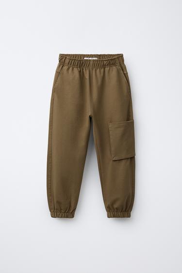 PANTALÓN FELPA JOGGER CARGO - Tostado de Zara - Imagen 0