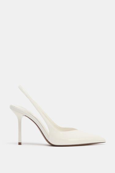 FAUX PATENT SLINGBACK SHOES - White by Zara - Image 0