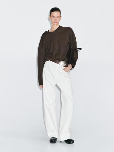 Zara 100% cashmere oversize V-neck sweater - Chocolate