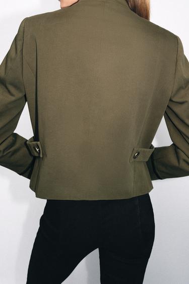BLAZER WITH SHOULDER PADS AND FIREMAN CLASP - Khaki by Zara - Image 2