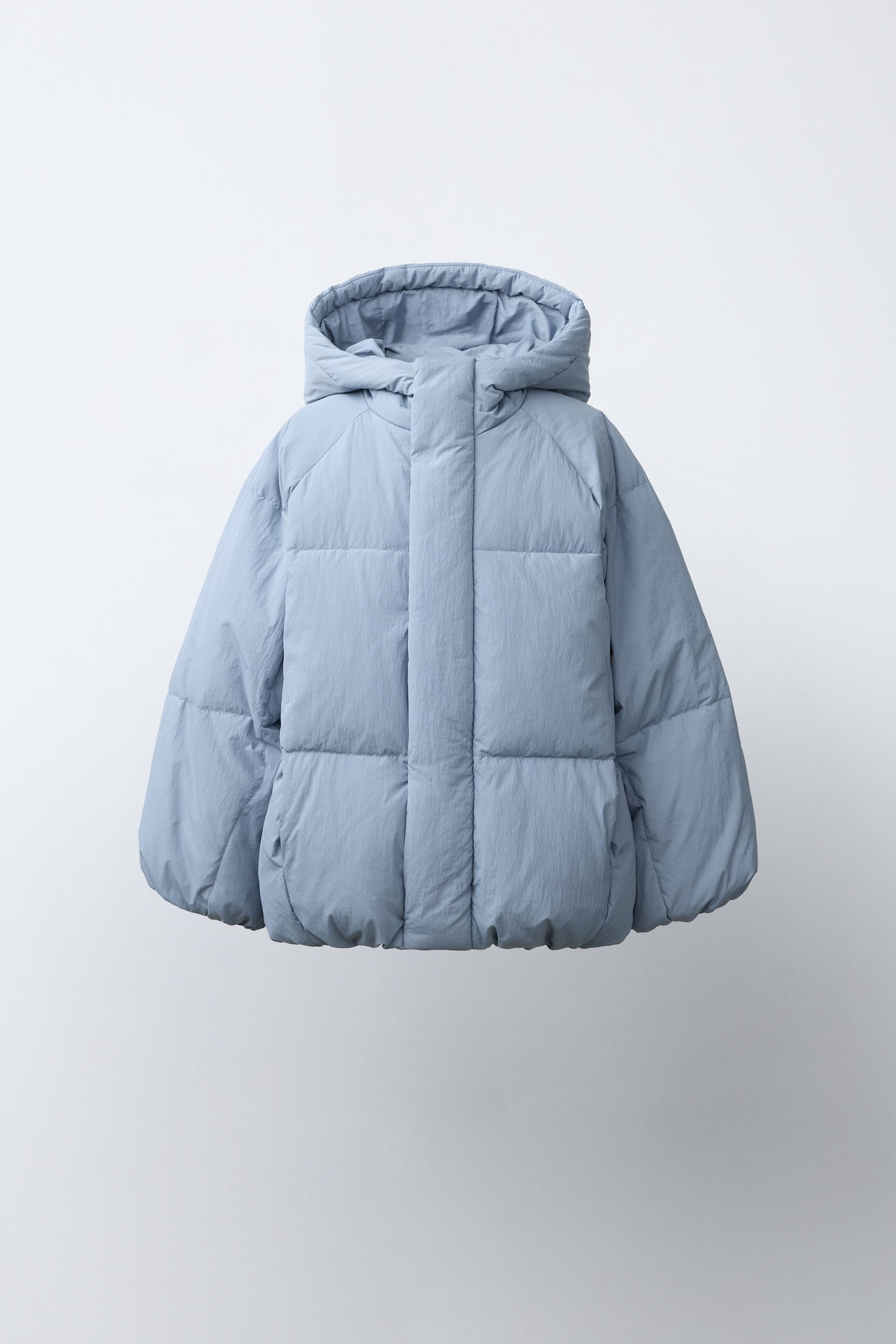 50% FEATHER AND 50% DOWN WATER-REPELLENT PUFFER JACKET — Light blue