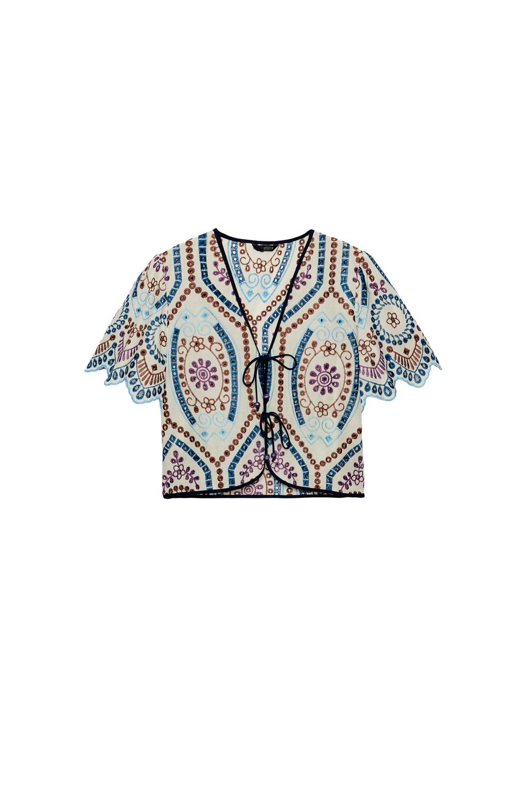 EMBROIDERED EYELET CROP TOP - image 3