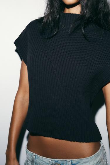 RIB KNIT VEST - Navy blue by Zara